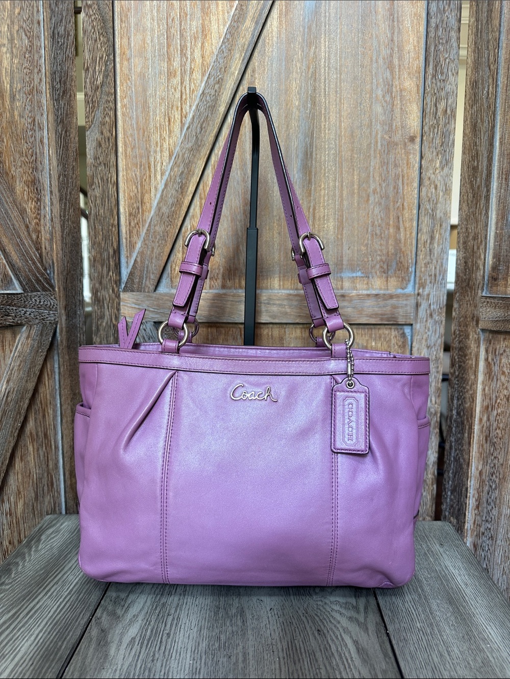 Coach F17721 Purple Lavender Leather Shoulder Tote